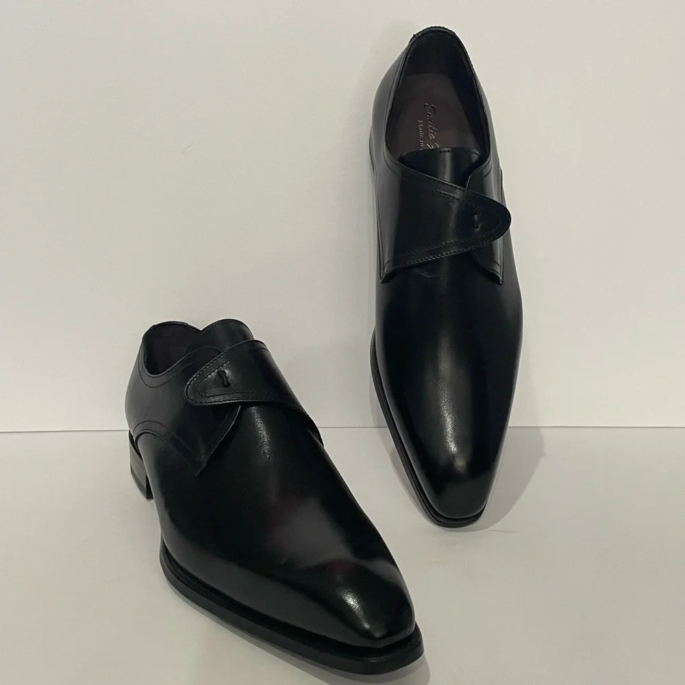 Emilio Franco shoes black Oxford leather calf point toe